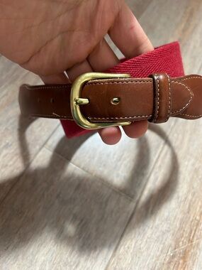vintage Coach 3880 brick red canvas belt with a brass buckle size 34 or 65 cm